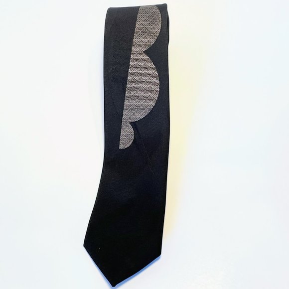 Vintage Bonjour Black Tie with Abstract Design - Picture 2 of 7